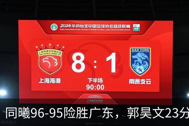 同曦96-95险胜广东，郭昊文23分，徐杰16分失绝杀，摩尔29分